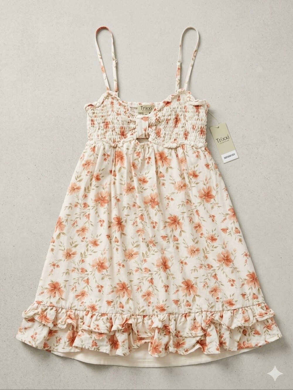 Trixxi Los Angeles Floral Smocked Babydoll Mini Dress Size S Cottagecore Y2K